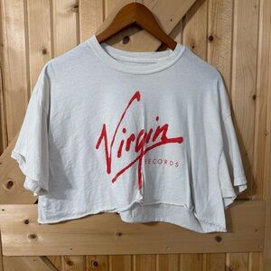 White Virgin Records Cutoff Midriff Shirt